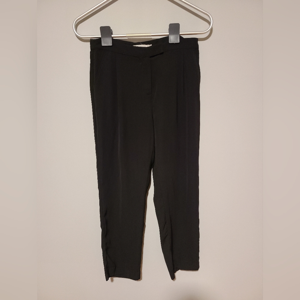 Pink Stitch Straight Leg Lightweight Black Pant
